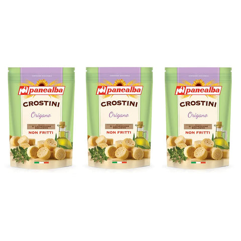 Panealba Salat-Toppings Panealba Crostini Origano Croutons mit Oregano Gesalzener Snack Nicht Gebraten Nicht Frittiertes 100g 3x Original italienisch 8002333009578