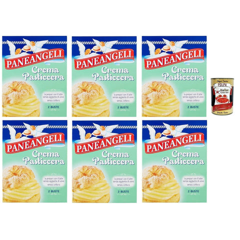 Paneangeli Koch- & Backzutaten Paneangeli Crema Pasticcera Creme Pulver -Mischung Pudding kuchen, mit einem zarten Vanillegeschmack 6x 150g Original italienisch inkl. Italian Gourmet Polpa 400g 8003000382109