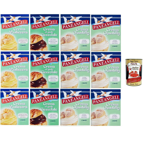 Paneangeli Koch- & Backzutaten Paneangeli crema Testpaket Creme Chantilly Schokoalde Pudding Pulver Mischung Pudding kuchen, mit einem zarten Vanillegeschmack 12 stuck italienisch Original 8032804040014