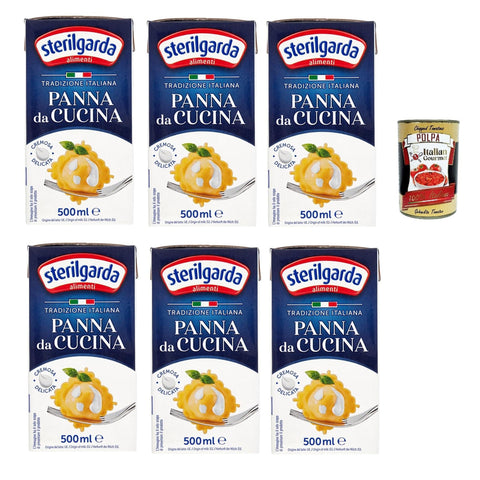Parmalat Sterilgarda Panna da Cucina Italienische Kochsahne Verpackung 6x500 ml italienisch Original Pastasauce + kostenlos polpa 400 g