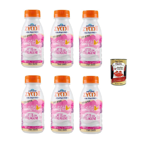 Parmalat Milch Parmalat Zymil Benefit Collagene 250ml, Laktosefreier Milchdrink mit Kollagen 6x 250ml inkl. Italian Gourmet polpa 400gr Original italienisch 8002580322390