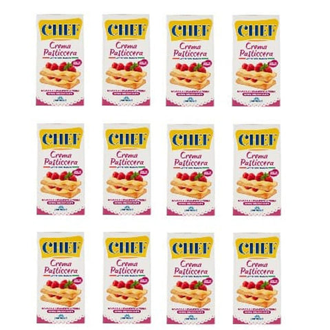 Parmalat Pudding- & Dessertpulver 12x Parmalat Chef Crema Pasticcera Puddingcreme Sahne für Kuchen sofort fertig 530 g Desserts Gebäckprodukt Glutenfrei Frei von Konservierungsstoffen Dessertsaucen italienisch Original 8002580253359