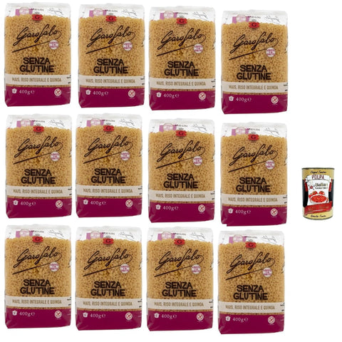 Pasta Anellini Kurze Pasta Pasta Anellini 12x 400 g Senza Glutine Glutin free, glutenfrei Pasta Noodles Original italienisch inkl. Italian Gourmet Polpa 400 g 8032804040014