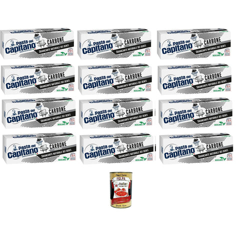 Pasta del Capitano Dentifricio Carbone Zahnpasta Aktivierte Pflanzliche Kohle Natürlicher Weißmacher in schwarzer Paste 12x100 ml italienisch Original