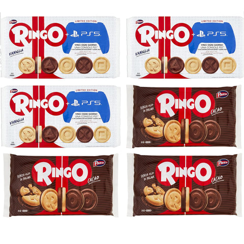 3x Pavesi Kekse Ringo 330 g Kuchen mit Vanille 6 snack cookies riegel + 3x Pavesi Ringo Cacao Kakao 6 snack 330 g italienisch Original