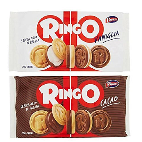 Pavesi Kekse Ringo 330g Kuchen mit Vanille 6 snack cookies riegel + Pavesi Ringo Cacao Kakao 6 snack 330g Original italienisch