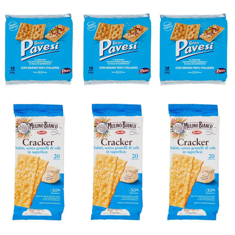 Pavesi Gran Crackers mit weniger Salzgehalt 3x560g Original italienisch Snack