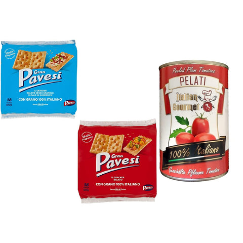 Pavesi TESTPAKET Barilla Crackers Gran Pavesi Cracker Salati gesalzen Gran Pavesi Crackers ungesalzen 2x560g Original italienisch Snack