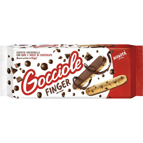Pavesi GOCCIOLE FINGER, Kekse mit Schokolade bedeckt, Feiner Mürbeteig mit vielen Schokoladenstückchen 3x 120g inkl. Italian Gourmet polpa 400g Original italienisch