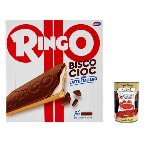 Pavesi Ringo Bisco Cioc Latte Keks gefüllt mit Sahne mit 100 % Milch und Schokoladenüberzug 6x 162 g italienisch Original