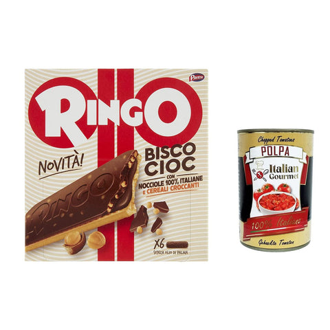 Pavesi Ringo Bisco Cioc Nocciole Keks gefüllt mit Sahne mit 100 % Haselnüssen und Schokoladenüberzug 6x 162 g italienisch Original