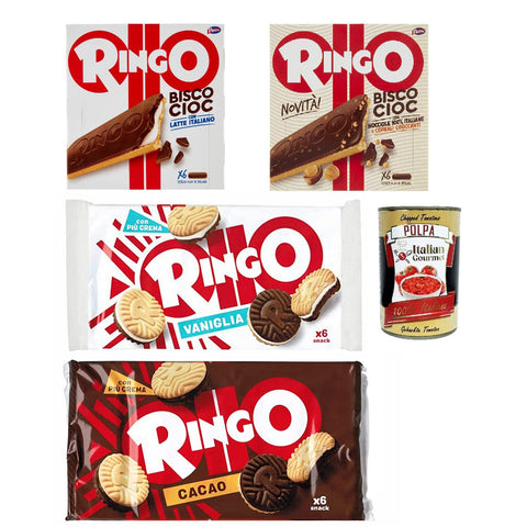 Pavesi Testpaket Ringo 4 Stück Milch vanille Kakao Haselnuss Bisco Cioc kekse 100 % italienischen Original + kostenlos polpa 400 g