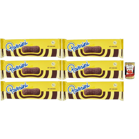 Pavesi Snack Kuchen & Backwaren Pavesi Pavesini al Cacao, Biscotto Leggero per Colazione o Merenda, Leichter Keks mit Kakao zum Frühstück oder Snack, biscuits cookies 6x 200 g inkl. Italian Gourmet polpa 400g Original italienisch 8013355500158