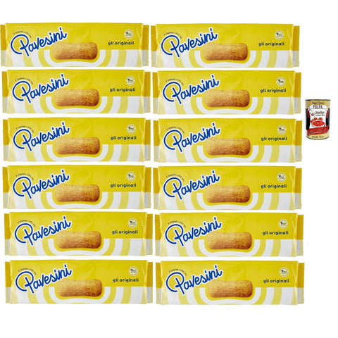 Pavesi Pavesini Classici Biscotto Leggero per Colazione o Merenda Leichter Keks zum Frühstück oder 12x200 g italienisch Original Kekse + kostenlos polpa 400 g