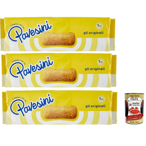 Pavesi Snack Kuchen & Backwaren Pavesi Pavesini Classici, Biscotto Leggero per Colazione o Merenda, Leichter Keks zum Frühstück oder Snack, biscuits cookies, 3x 200 g Original italienisch inkl. Italian Gourmet Polpa 400g 8032804040014