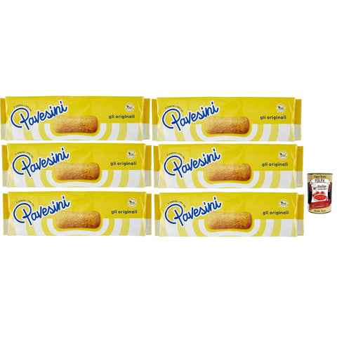 Pavesi Pavesini Classici Biscotto Leggero per Colazione o Merenda Leichter Keks zum Frühstück oder 6x200 g italienisch Original Kekse + kostenlos polpa 400 g