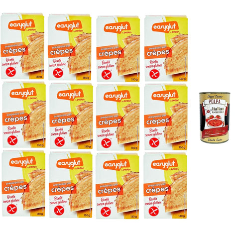 Pedon Easyglut Backpulver Pedon Easyglut preparato per crèpes senza glutine Zubereitung für glutenfreie Crèpes 12x 130gr inkl. Italian Gourmet Polpa di Pomodoro 400gr Original italienisch 8032804040014