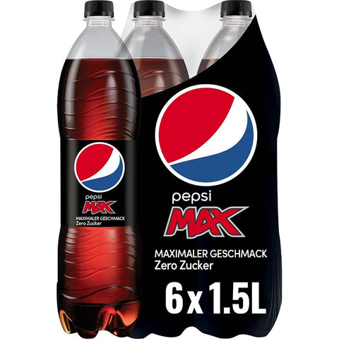 Pepsi Max, Zero Zucker, EINWEG (6 x 1,5 l) Cola italienisch Original