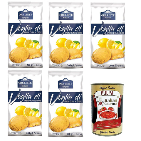 Perugina Ore Liete Perugia- Voglia Di Biscotti di frolla ripieni di Crema Limone Lust auf Mürbeteigkekse gefüllt mit Zitronencreme 5x200 g italienisch Original