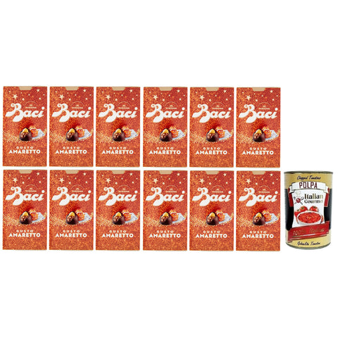 Perugina BACI PERUGINA Gusto Amaretto Dunkle Schokolade gefüllt mit Gianduia- und Amaretto-Keks Geschmack Box 150 g 12x italienisch Original Kekse + kostenlos