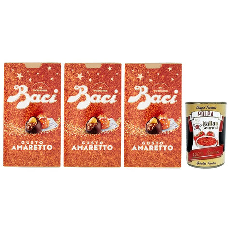 Perugina Dessert Perugina BACI PERUGINA Gusto Amaretto Dunkle Schokolade gefüllt mit Gianduia- und Amaretto-Keks Geschmack Box 150 g 3x italienisch Original Kekse + kostenlos Polpa 8000300421965