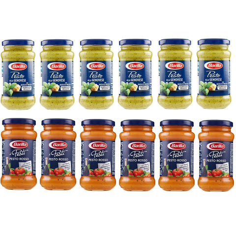 Pesto Testpaket Barilla alla Genovese mit basilikum Pesto Rosso Rotes mit Balsamico Essig von Modena IGP, tomaten und 12x190ml Original italienisch