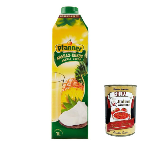 Pfanner Fruchtsaft saft Ananas e cocco, Ananas und Kokosnuss, Papierpaket 2 Lt Fruchtsäfte italienisch Original