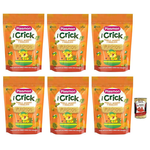 Plasmon i Crick,Snacks mit Erbsen, Spinat, Basilikum Geschmack Beutel mit 100 g Crackers italienisch Original