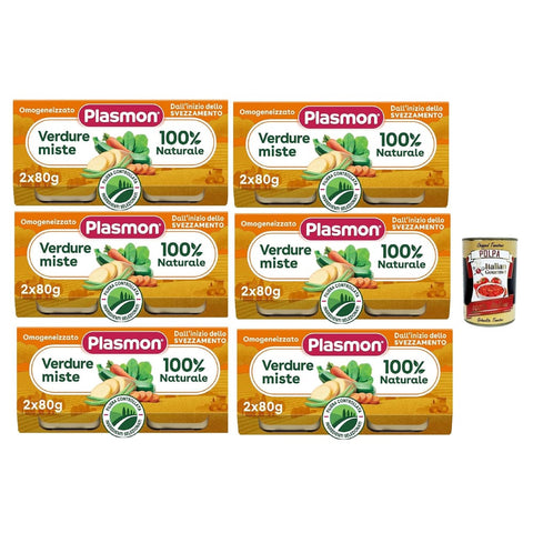Plasmon Kekse, Zwieback & Chips Plasmon verdure miste, 6x (2x 80 g), Mit ausgewählten Zutaten, 100% natürlich, Ohne Stärken und Salz hinzugefügt italienisch Original 8032804040014
