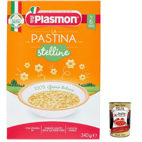 Plasmon Pastina Stelline da 6 mesi 340 g 6x italienisch Original Pastasauce + kostenlos polpa 400 g
