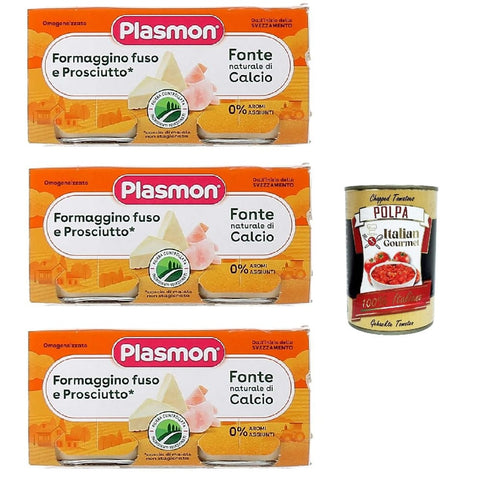 Plasmon Snack Kuchen & Backwaren Plasmon Formaggino fuso e prosciutto 3x ( ) Mit italienischem Milch, 100% natürlich, ohne Räume hinzugefügt 2x80g inkl. Italian Gourmet polpa 400g Original italienisch 8001040008508