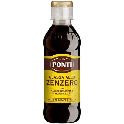 Ponti Glassa allo Zenzero Gastronomische Ingwer Glasur Würzsaucen 245 g mit Balsamico Essig von Modena IGP italienisch Original