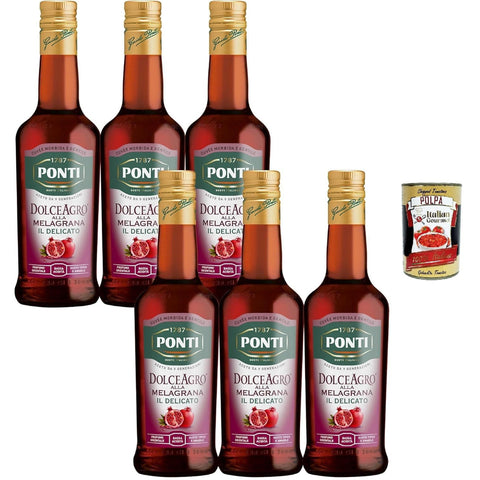 Ponti Essig, Dolceagro mit Granatapfel, Geschmack mit einem orientalischen Parfüm und einer geringen Säure, ideal für Salate und auch für weißes Fleisch, 6x500