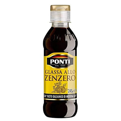 Ponti Essig Ponti Glassa allo Zenzero Gastronomische Ingwer Glasur Würzsaucen mit Balsamico Essig von Modena IGP 12x 245g italienisch Original 8001010104162