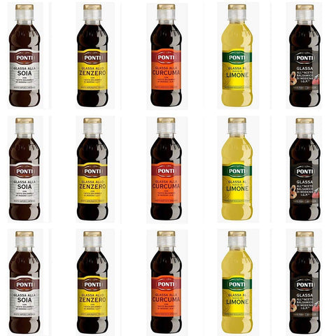 Ponti Testpaket Glassa Gastronomische Glasuren Würzsaucen Ingwer Glasur Soja Glasur Glasur mit Zitronensaft Glasur mit 1 Stk Original italienisch