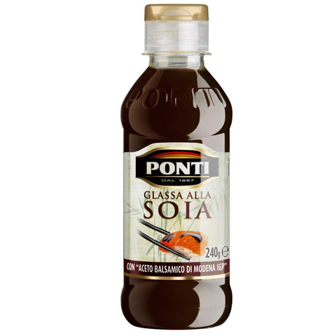 Ponti Glassa alla Soia Gastronomische Glasur Sauce Soja Würzsaucen 240 g mit Balsamico Essig von Modena IGP italienisch Original