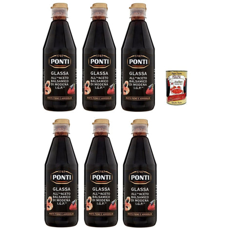 Ponti Würzsaucen Ponti Glassa all'Aceto Balsamico di Modena,Glasur mit Balsamico Essig aus Modena I.G.P., 6x 500 g italienisch Original 8001010079576