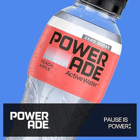 Powerade Energy Drinks 12x POWERADE Active Peach Apple Pfirsich-Apfel-Wasser – Kalorienfreies und zuckerfreies Erfrischungsgetränk mit den Vitaminen B3 und B6 – Sportgetränk mit Mikronährstoffen in Einwegflaschen PET 500 ml 5449000341556