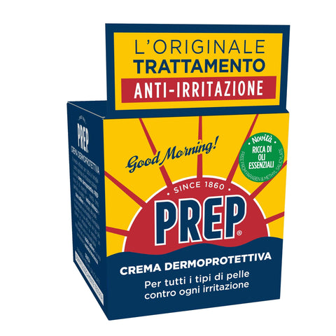 PREP Hautschutzcreme, beruhigende Creme für alle Hauttypen, feuchtigkeitsspendende Körpercreme für trockene und gereizte Haut, Körpercreme für Herren, Damen und Kinder, Format 12 Gläser à 75 ml italienisch Original