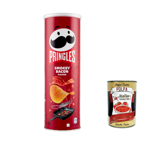Pringles Smokey Bacon Flavour Patatine Smokey Speck Kartoffel chips 175 g 24x italienisch Original Kartoffelchips + kostenlos polpa 400 g