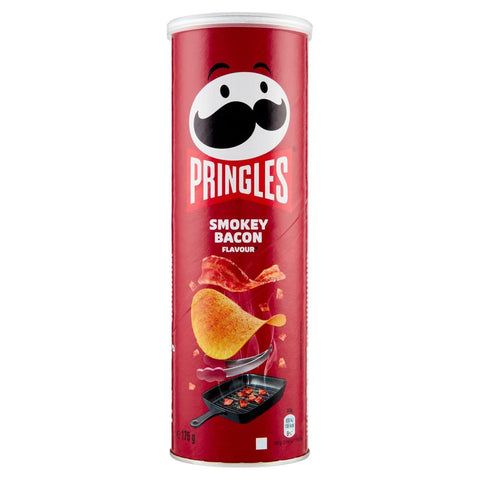 Pringles Smokey Bacon Flavour 175 g der unwiderstehliche Snack in der praktischen Dose knackige Chips mit Smokey Bacon Geschmack italienisch Original