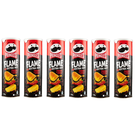 Pringles Chips Pringles Flame Extra Hot Cheese & Chilli Snack Salato al gusto di Formaggio Piccante Salziger Snack mit würzigem Käsegeschmack 160 g italienisch Original 5053990160112