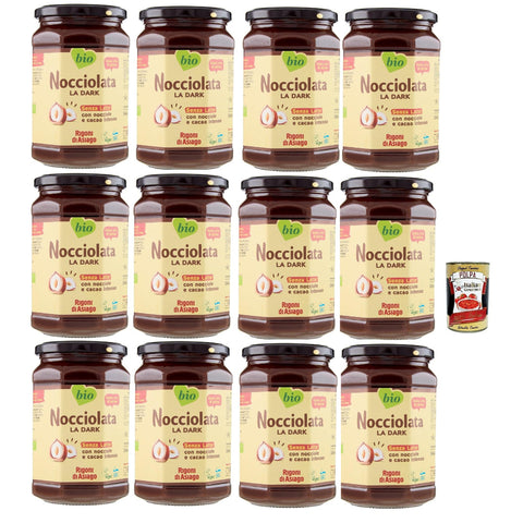 Rigoni di asiago Nocciolata La Dark Milchfrei Haselnusscreme ohne Palmöl Nuss Nougat Creme ohne Palmöl Leckerer Brotaufstrich Vegan 12x650 g italienisch