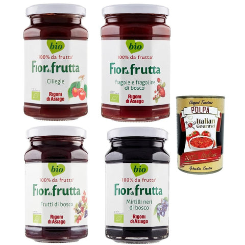 Rigoni di Asiago Konfitüren Rigoni di Asiago 4x 250g - Fiordifrutta Fruchtaufstrich -Aufstrich, Marmelade Konfitüre Brotaufstriche Original italienisch inkl. Italian Gourmet Polpa 400g 8032804040014