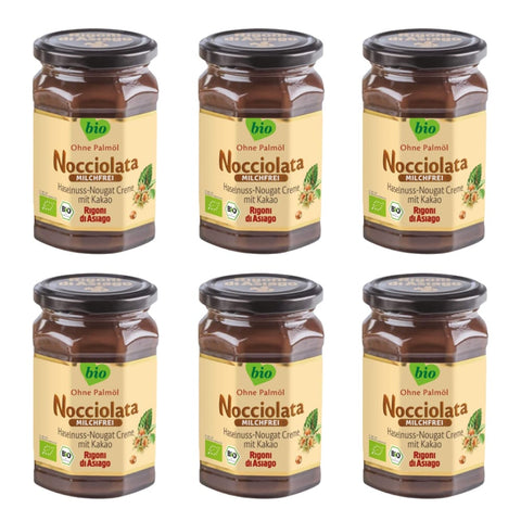 Rigoni di Asiago Schokoladenaufstrich Rigoni di Asiago Nocciolata Milchfrei Haselnusscreme ohne Palmöl Nuss Nougat Creme ohne Palmöl Leckerer Brotaufstrich 6x 650g italienisch Original 8052575090674