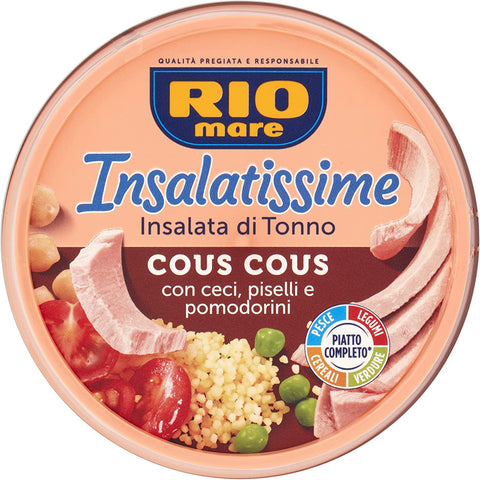 Rio Mare Insalatissime Couscous und Thunfisch mit Kichererbsen, Erbsen, Kirschtomaten 200 g italienisch Original