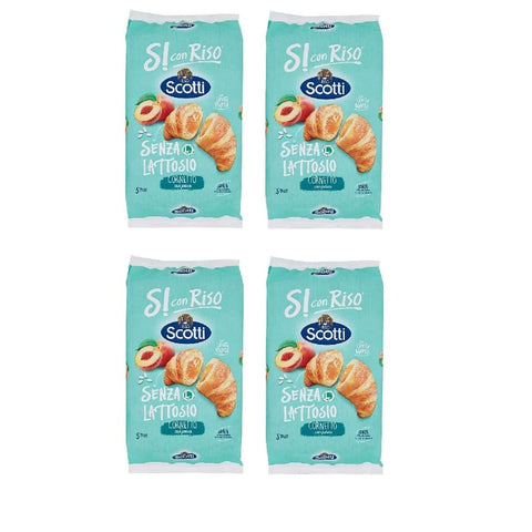 Riso Scotti Abgepackte Gebäckstücke 4x Riso Scotti Cornetto con Pesca Senza Lattosio Croissant mit Pfirsich laktosefrei ( 5 x 48 g ) 240 g Pfirsichcroissants ohne Palmöl ohne Milchproteine italienisch Origina SONDERANGEBOTl 8001860199592