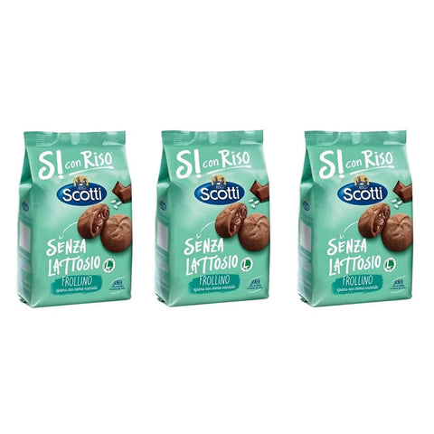 Riso Scotti Kekse Riso Scotti Senza Lattosio Frollino ripieno con crema di nocciole Kekse Shortbread gefüllt mit Haselnusscreme Laktosefrei Ohne Palmöl und ohne Milchproteine 200g Biscuits cookies 3x Original italienisch 8001860199585