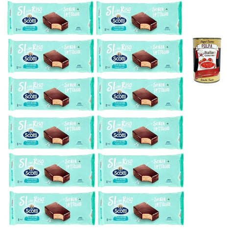 Riso Scotti Körper Riso Scotti Merendina Cioccolato, Snack mit Schokoladenüberzug, laktose- und milcheiweißfrei, 12x 264g, Jade Packung 8 Snacks à 33g Original italienisch inkl. Italian Gourmet Polpa 400g 8032804040014