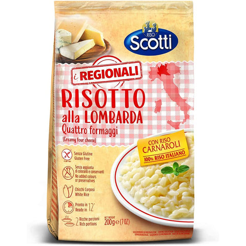 Riso Scotti Reisgerichte Riso Scotti risotto alla lombarda ai quattro formaggio Risotto mit vier Käsesorten 3x 200g italienisch Original 8001860189807
